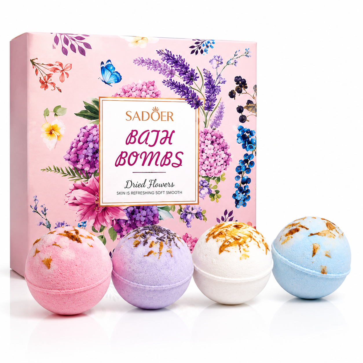 SADOER - Dried Flowers Bath Bomb Gift Set (4-Piece)