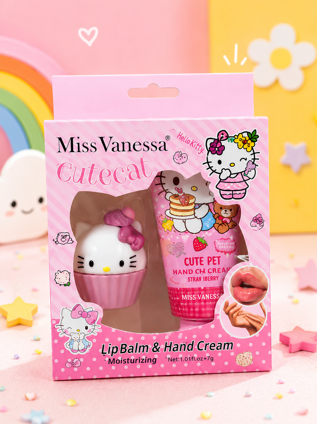 MISS VANESSA - Cute Cat Lip Balm & Hand Cream Set