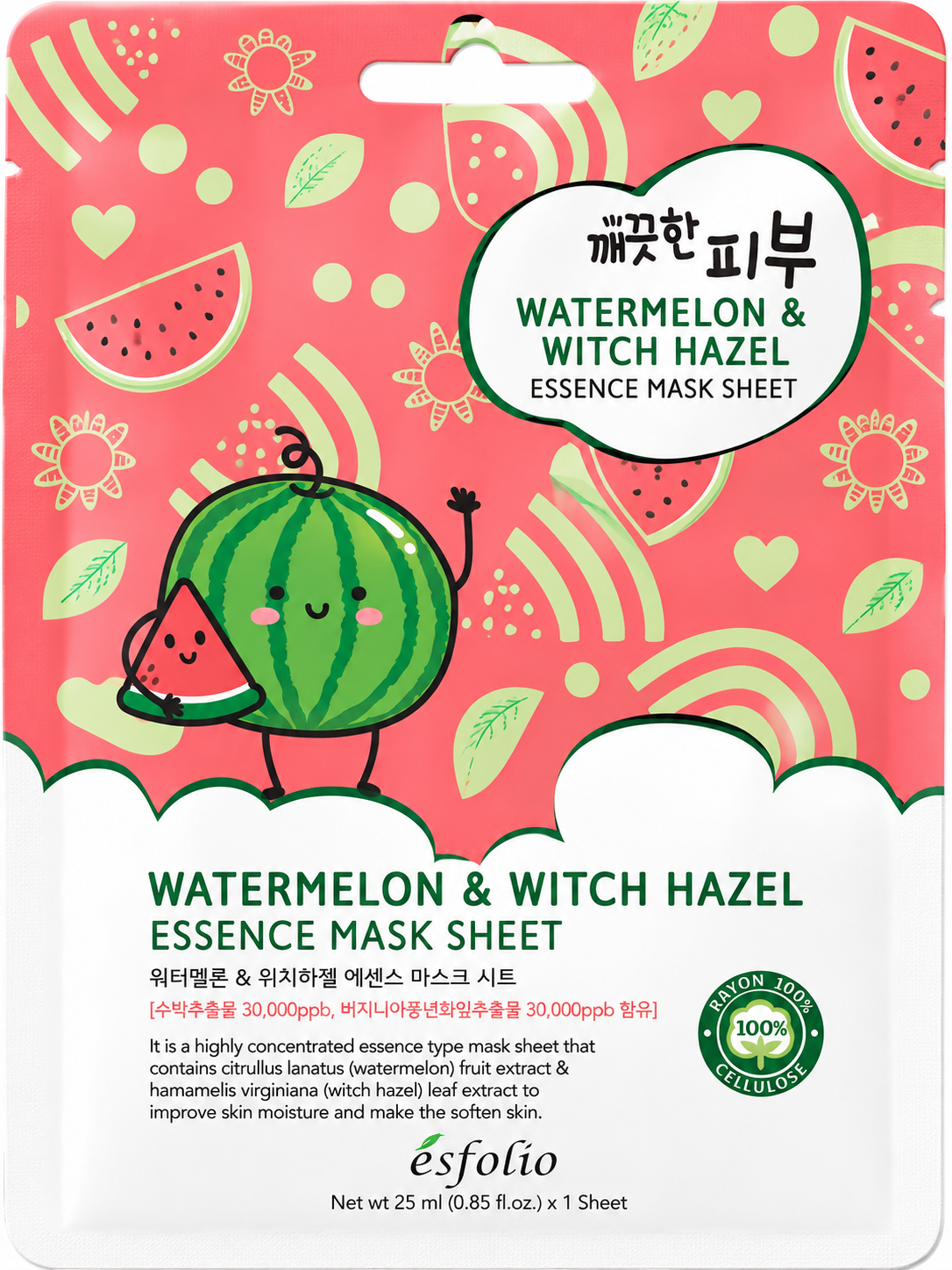 ESFOLIO - Watermelon & Witch Hazel Essence Mask Sheet