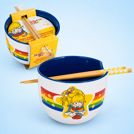 Rainbow Brite Ceramic Bowl with Chopsticks – 20 oz