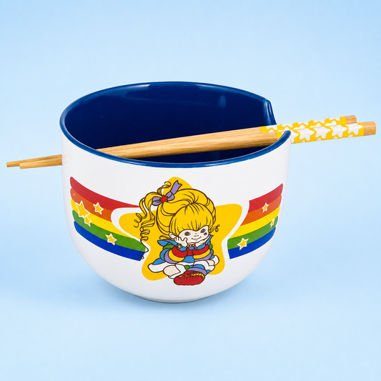 Rainbow Brite Ceramic Bowl with Chopsticks – 20 oz