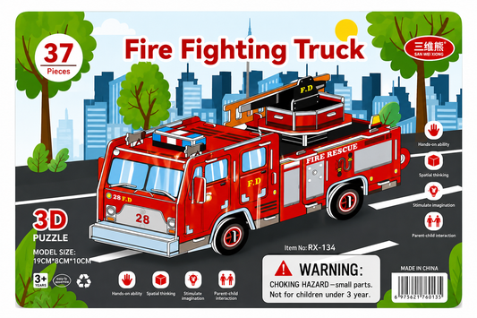 Fire Fighting Truck 3D Puzzle – 37 Pieces