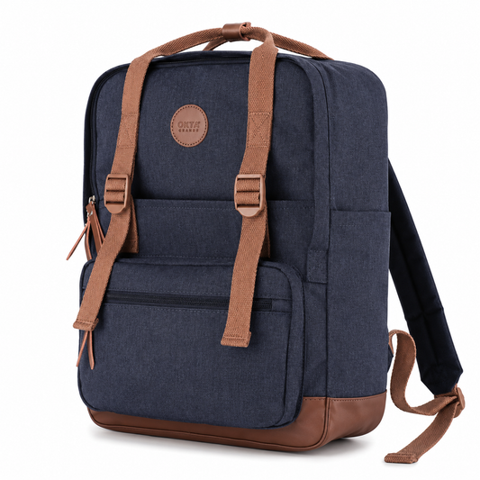 OKTA - 1085B Vintage Backpack – Navy/Brown