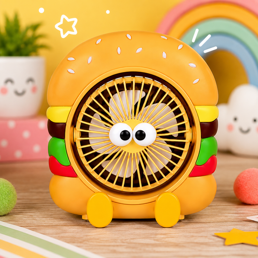 Cartoon Hamburger USB Rechargeable Mini Fan
