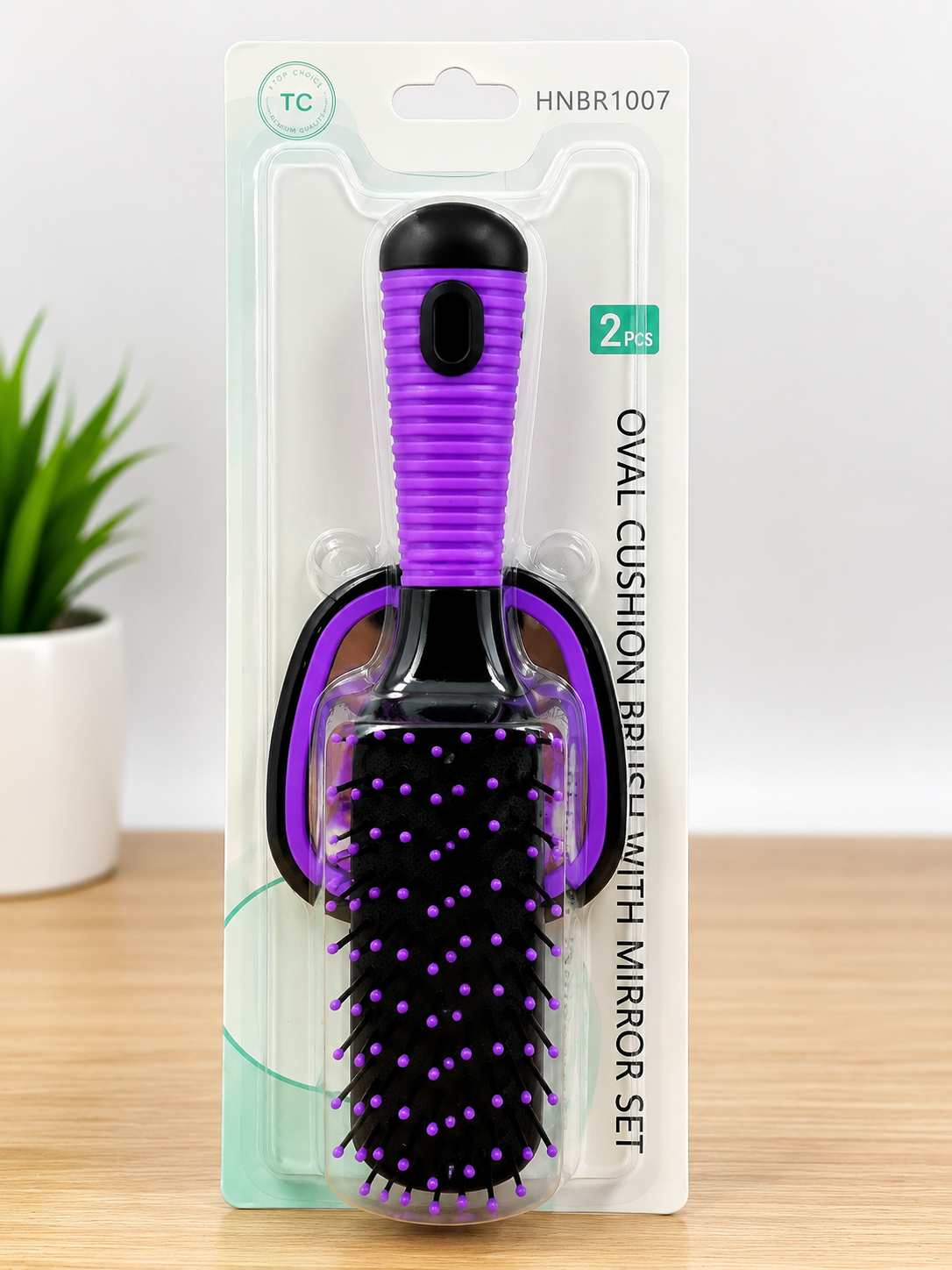 PRETTY - Oval Cushion Hair Brush &amp; Mirror Set
