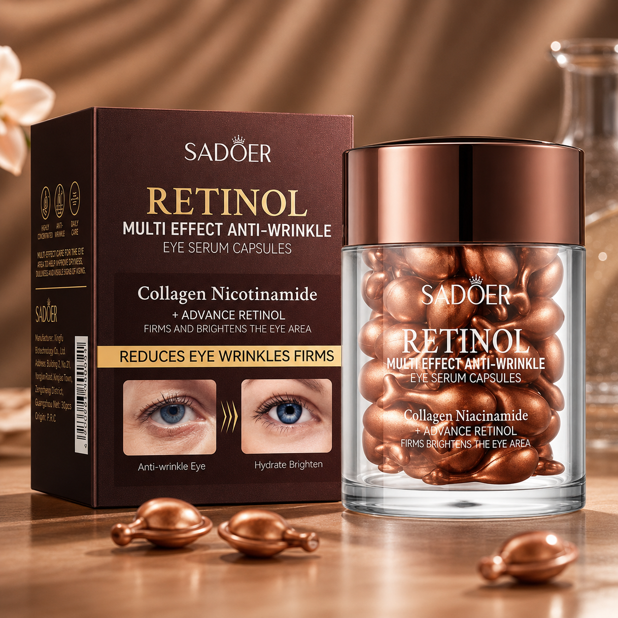 SADOER - Retinol Multi-Effect Anti-Wrinkle Eye Serum Capsules